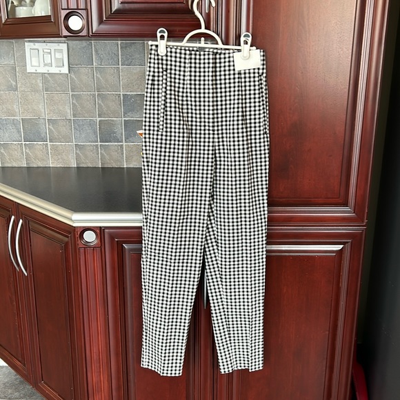ZARA black/white checkered retro style pants size extra small - Picture 8 of 13